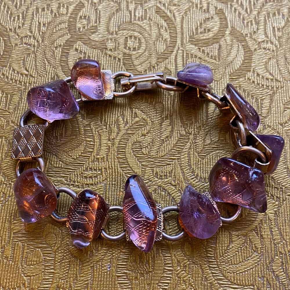 Vintage Boho Amethyst Link Bracelet